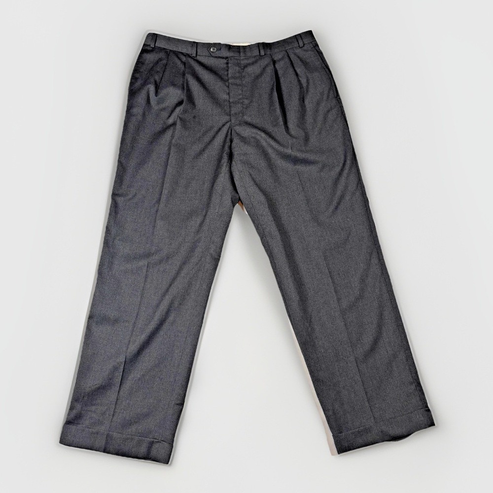 Lauren Ralph Lauren Pants Mens 36x30 Gray‎ Wool Pleated Cuffed Total Comfort